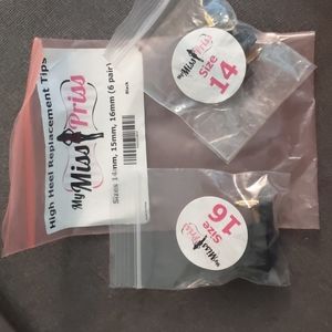 Black High Heel Replacement Tips 4 sets 14mm/16mm DIY Repair